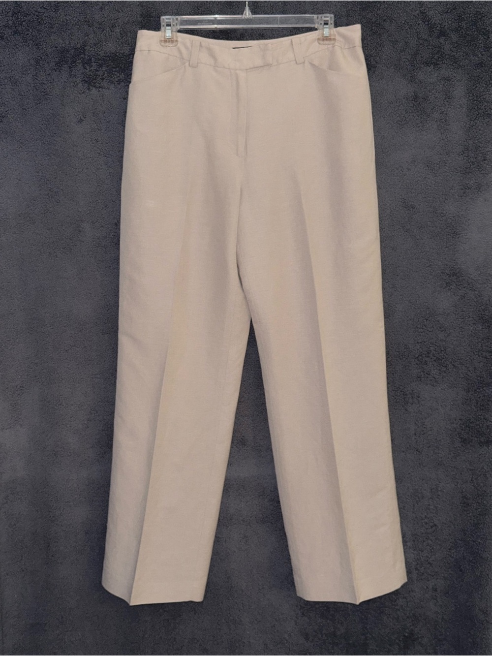 Kasper Tan Linen Blend Straight Leg Trousers Size 6P